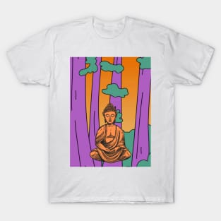 Purple and Green Trees Buddha Graphic T-Shirt